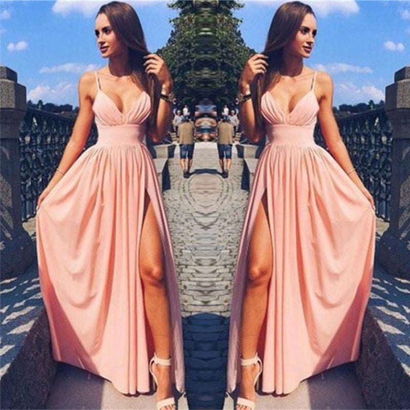 Customizing this New Arrival pink Chic side slit cheap formal dress on Ballbella.com. We offer extra coupons,  make dresses in cheap and affordable price. We provide worldwide shipping and will make the dress perfect for everyone.