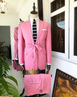 Chic Pink Peaked Lapel Prom Suit-Ballbella