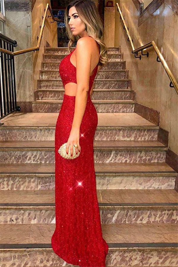 Ballbella has a great collection of Prom Dresses, Evening Dresses at an affordable price. Welcome to buy high quality Chic Red One-Shoulder Sleevesless Side-Slit Sequins Prom Party Gowns.