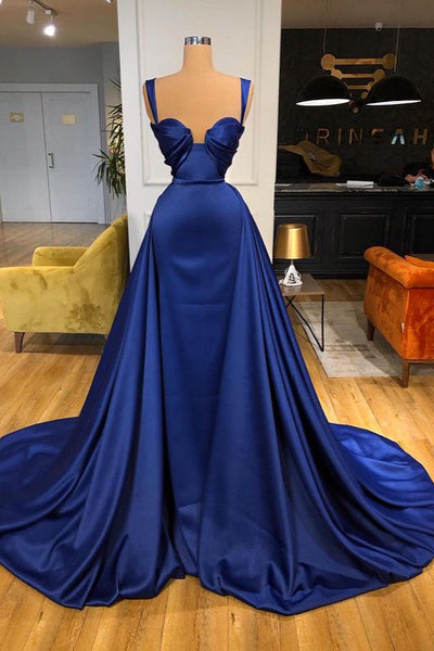 Chic Royal Blue Straps Sweetheart Prom Dress Overskirt Long Chic Royal Blue Straps Sweetheart Prom Dress Overskirt Long