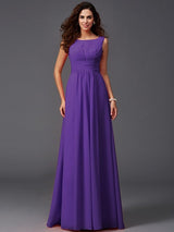 Chic Ruffles Sleeveless Long Chiffon Bridesmaid Dresses-Ballbella