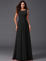 Chic Ruffles Sleeveless Long Chiffon Bridesmaid Dresses-Ballbella