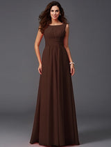 Chic Ruffles Sleeveless Long Chiffon Bridesmaid Dresses-Ballbella