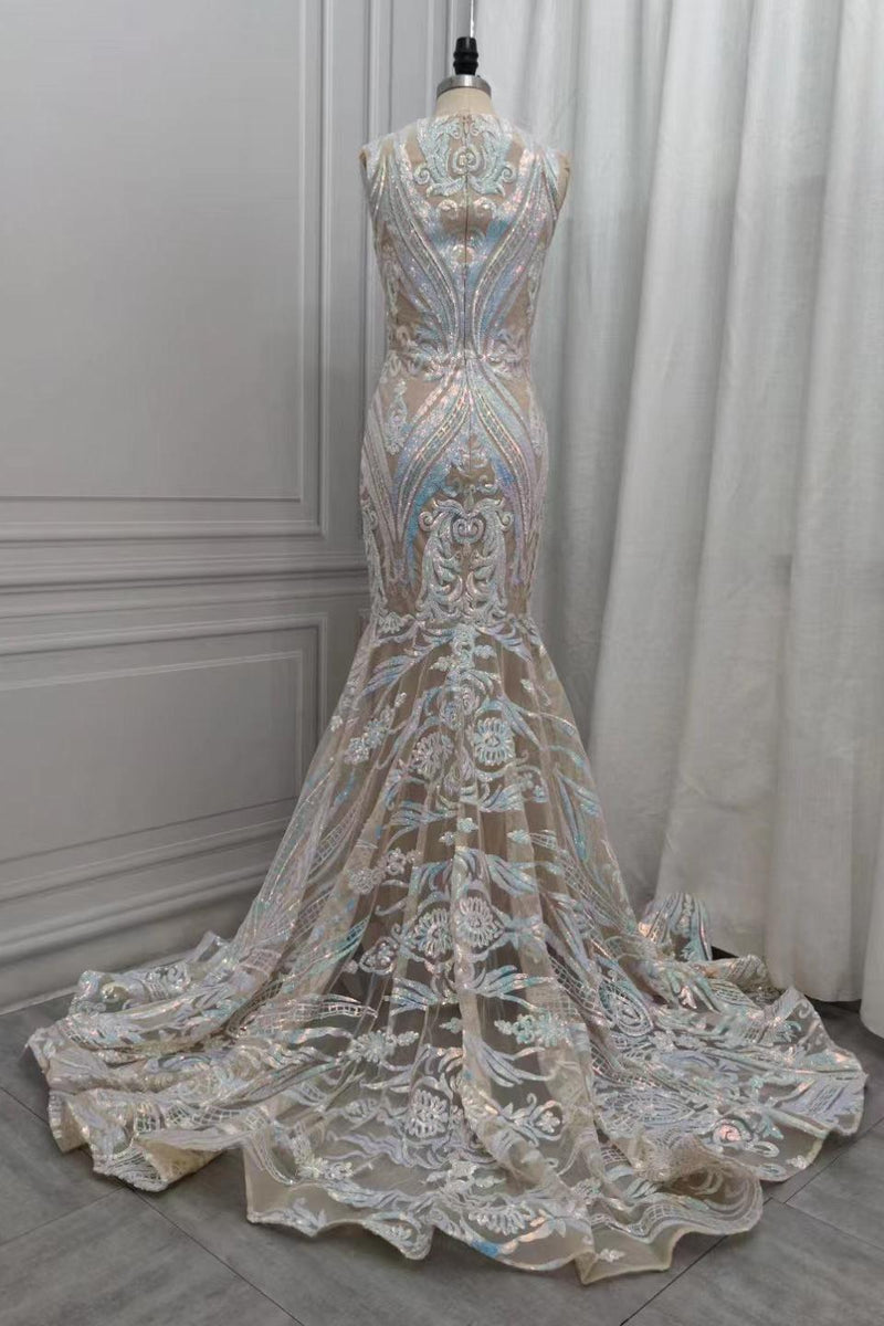 Chic Sequins Mermaid Prom Dresses Sparkle Evening Dresses On Sale-Ballbella