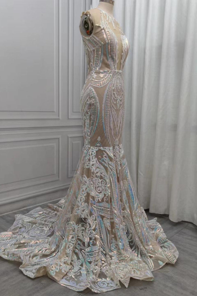 Chic Sequins Mermaid Prom Dresses Sparkle Evening Dresses On Sale-Ballbella