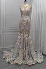 Chic Sequins Mermaid Prom Dresses Sparkle Evening Dresses On Sale-Ballbella