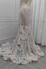 Chic Sequins Mermaid Prom Dresses Sparkle Evening Dresses On Sale-Ballbella