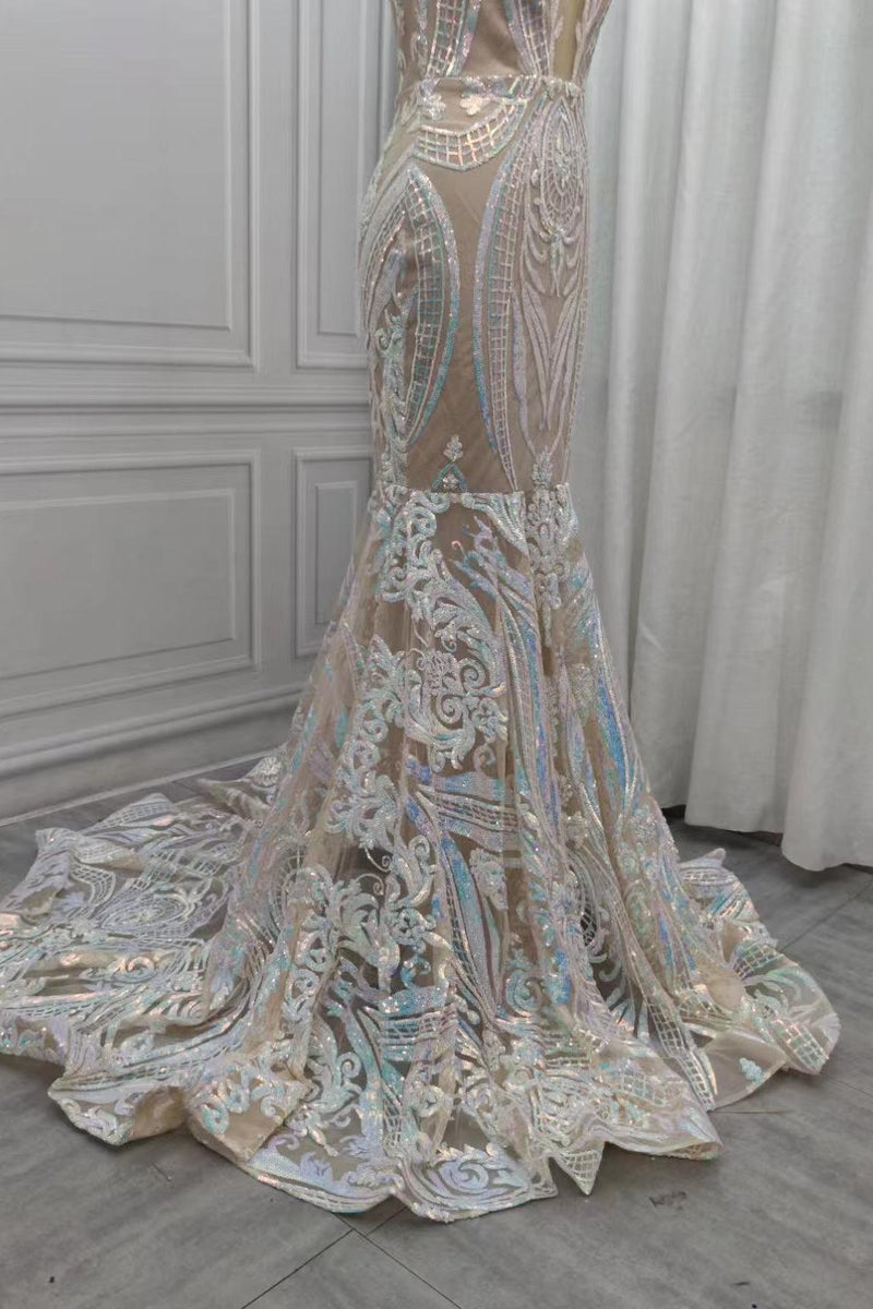 Chic Sequins Mermaid Prom Dresses Sparkle Evening Dresses On Sale-Ballbella
