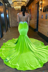 Chic Sleeveless Backless Mermaid Prom Dress With Beading-Ballbella