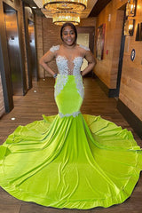 Chic Sleeveless Backless Mermaid Prom Dress With Beading-Ballbella