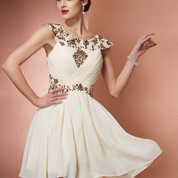 beaded bridesmaid dresses short Elegant Lace Appliques Beaded Homecoming Dresses Short