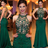 Ballbella offers Chic Sleeveless Round Neck Beading Prom Dresses With Open Back Dark Green Evening Gowns at cheap prices from Tulle, Lace to Column Floor-length. They are Gorgeous yet affordable Sleeveless Prom Dresses. You will become the most shining star with the dress on.