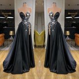 Chic Sweetheart Crystal Long Prom Dress With Split Online-Ballbella