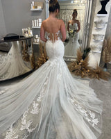 Chic Sweetheart Sleeveless Mermaid Wedding Dress with Lace-Ballbella