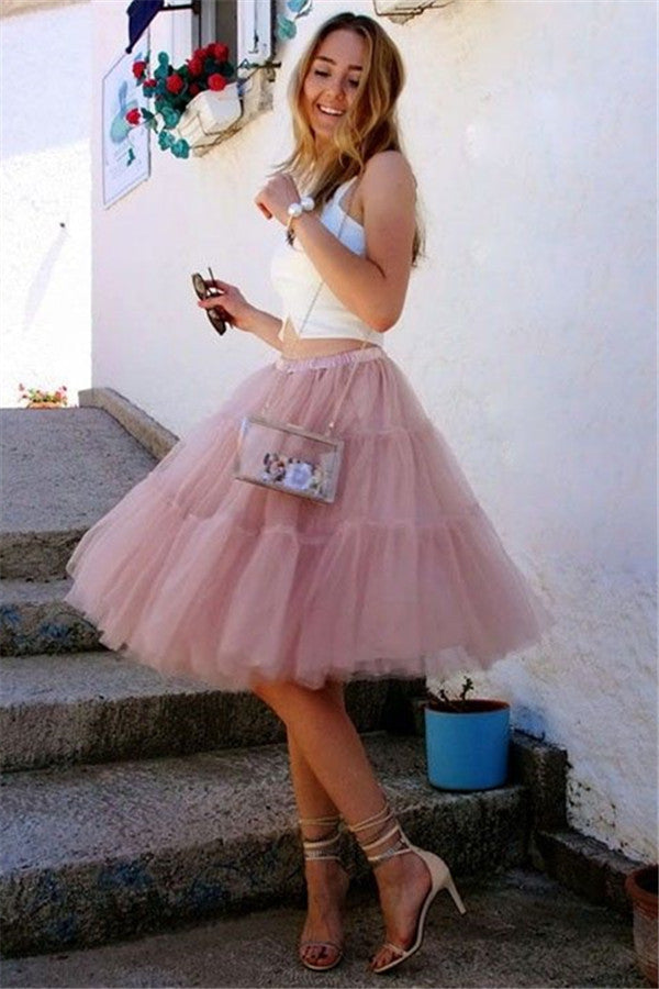 Ballbella has a great collection of Mini homecoming Dresses at an affordable price. Welcome to buy high quality Chic Two-Pieces Tulle Sleeveless Homecoming Dress from Ballbella