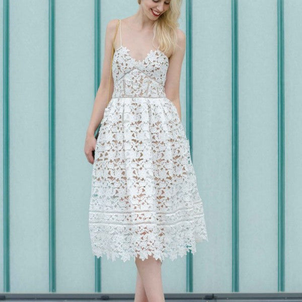 Chic White Spaghetti Strap Princess Summer Homecoming Dresses