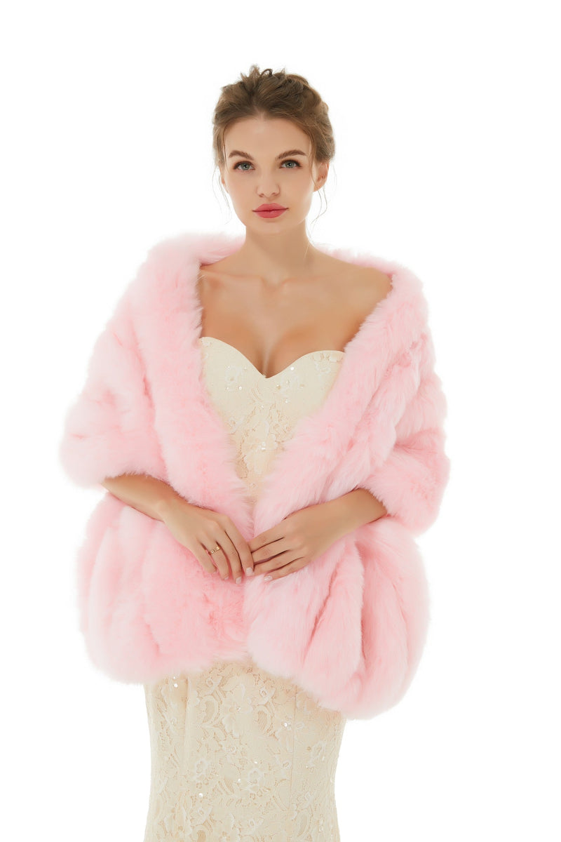 Chloe Winter Faux Fur Wedding Wrap – Ballbella - Main Image