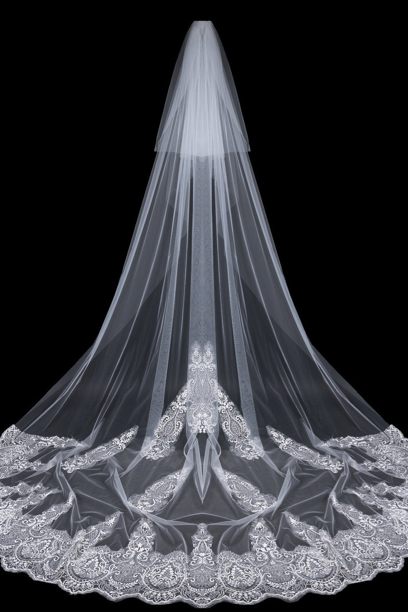 Christine Attractive Long Lace Wedding Veils-Ballbella