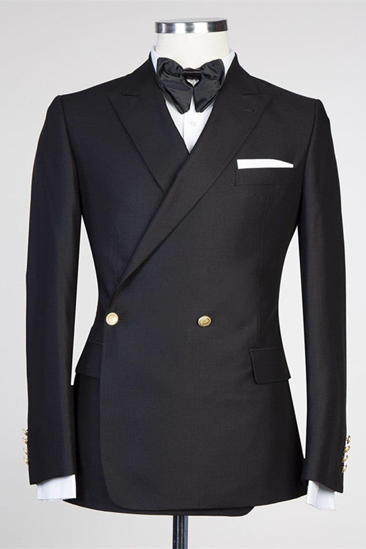 Classic Black Peaked Lapel Classy Men Suits for Prom-Ballbella