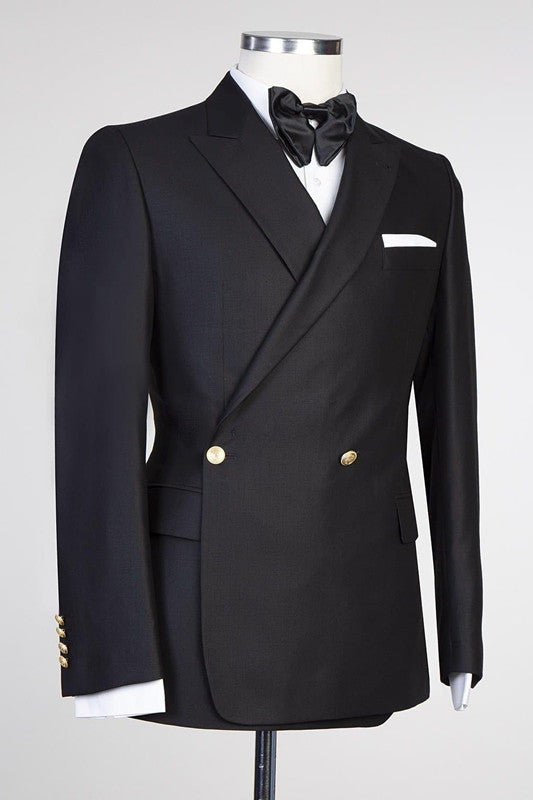 Classic Black Peaked Lapel Classy Men Suits for Prom-Ballbella