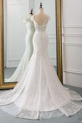 Classic Cap Sleeve Aweetheart Floral Lace Slim Mermaid Wedding Dress Lace up Wedding Party-Ballbella
