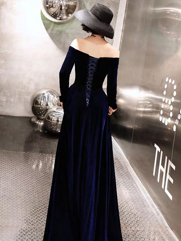 Classic Evening Dresses Velvet Long Sleeve Off Shoulder Maxi Dresses Classic Evening Dresses Velvet Long Sleeve Off Shoulder Maxi Dresses