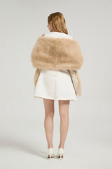 Classic Faux Fur Sleeveless Wedding Wraps Rectangle Bridal Cover-Ballbella