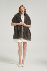 Classic Faux Fur Sleeveless Wedding Wraps Rectangle Bridal Cover-Ballbella