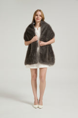 Classic Faux Fur Sleeveless Wedding Wraps Rectangle Bridal Cover-Ballbella