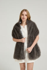 Classic Faux Fur Sleeveless Wedding Wraps Rectangle Bridal Cover-Ballbella