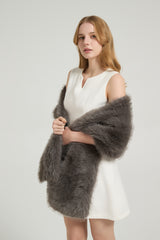 Classic Faux Fur Sleeveless Wedding Wraps Rectangle Bridal Cover-Ballbella