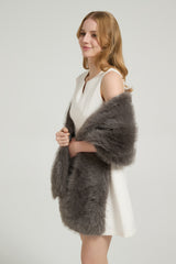 Classic Faux Fur Sleeveless Wedding Wraps Rectangle Bridal Cover-Ballbella