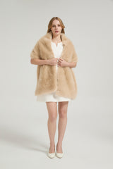 Classic Faux Fur Sleeveless Wedding Wraps Rectangle Bridal Cover-Ballbella