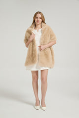 Classic Faux Fur Sleeveless Wedding Wraps Rectangle Bridal Cover-Ballbella