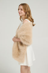 Classic Faux Fur Sleeveless Wedding Wraps Rectangle Bridal Cover-Ballbella
