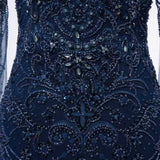 Classic High Collar Long Sleeves Mermaid Prom Dresses Sheath Gem With Beads Zipper-Ballbella