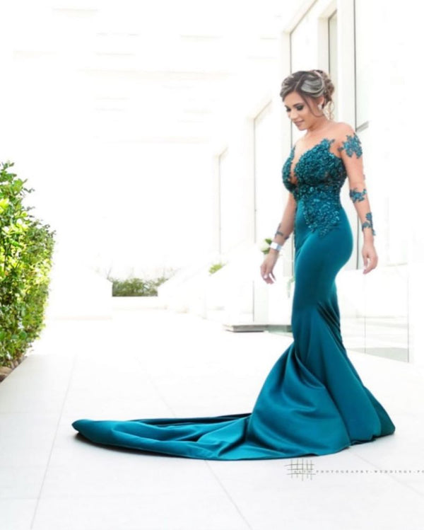 Ballbella prom dresses collection include everything from sophisticated long prom gowns like Classic Illusion neck Long Sleeves Blue Lace Appliques Prom Party Gowns with Chapel Train to short party dresses for prom with free and fash shipping.