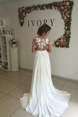 Classic Lace Appliques Wedding Dress Long Chiffon Split-Ballbella