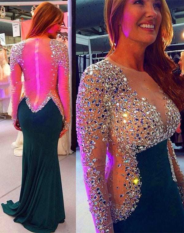 Gorgeous high quality Shining Long Sleeves mermaid crystal evening dresses 2021. Free shipping,  high quality,  fast delivery,  made to order dress. Discount price. Affordable price. Ballbella