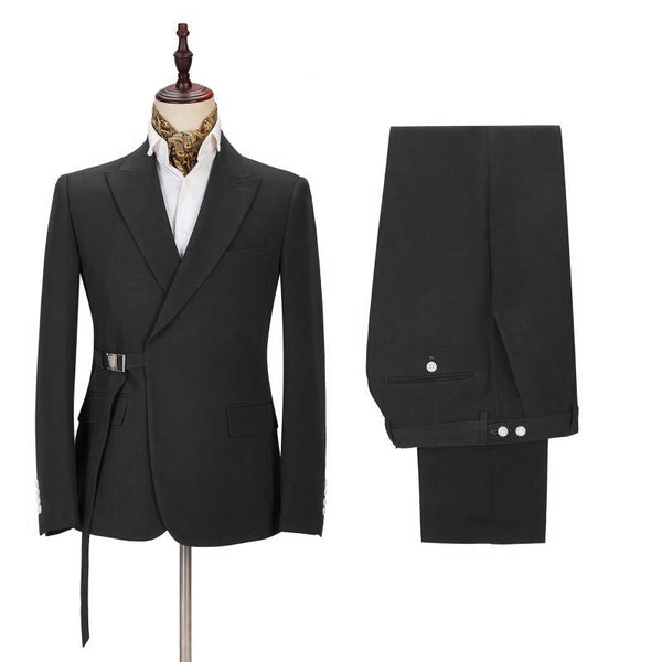 Classic Men's Formal Suit Online Peak Lapel Buckle Button Suit for Men-Ballbella