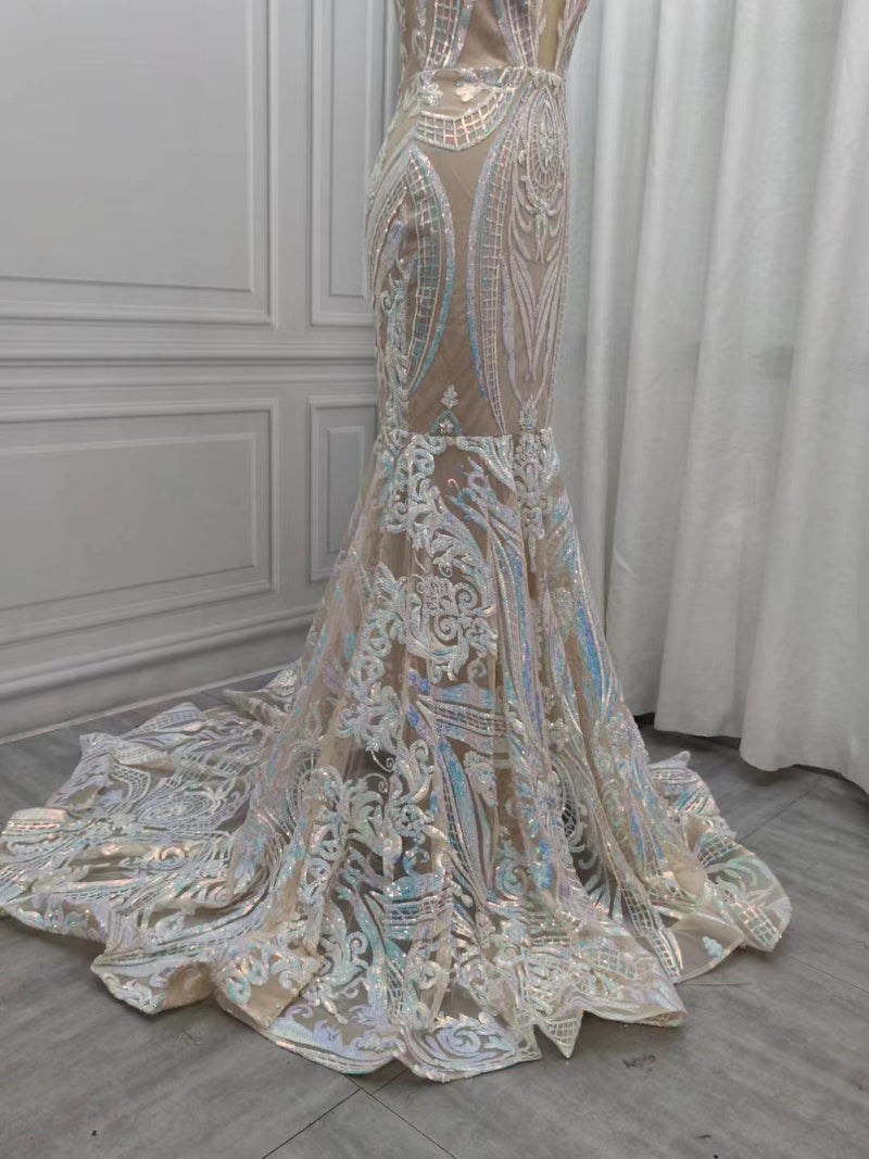 Classic Mermaid Lace Floor-Length Prom Dress On Sale-Ballbella