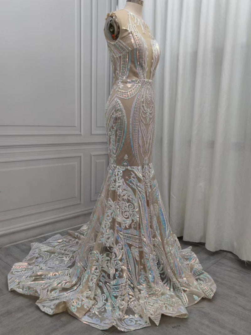 Classic Mermaid Lace Floor-Length Prom Dress On Sale-Ballbella