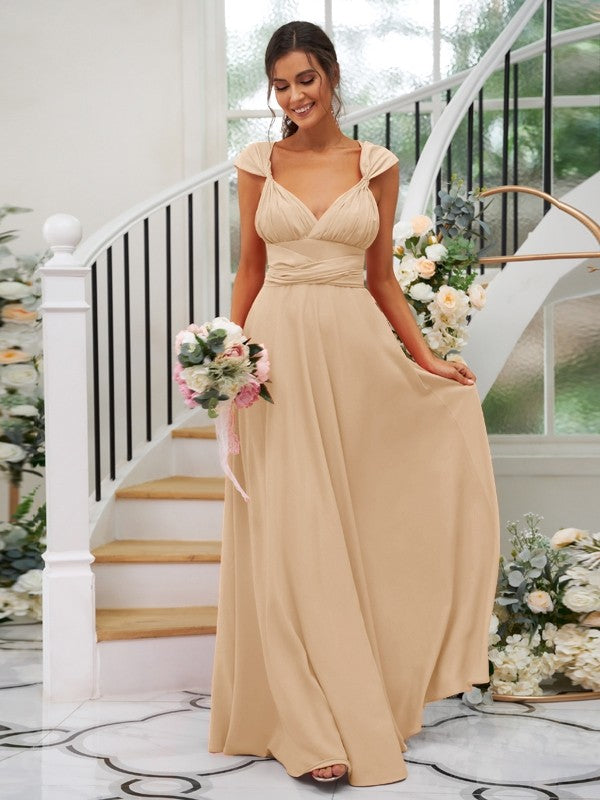Classic Ruched V-Neck Jersey Sleeveless Bridesmaid Dresses-Ballbella