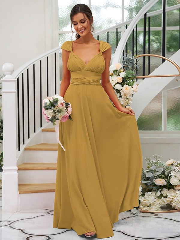 Classic Ruched V-Neck Jersey Sleeveless Bridesmaid Dresses-Ballbella