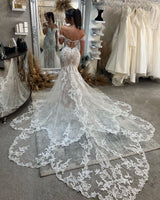 Classic Sweetheart Off-the-Shoulder Sleeveless Mermaid Lace Wedding Dress-Ballbella