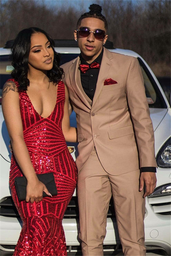 Classic Three-Piece Men Suit Notch Lapel Prom Outfit for Men-Ballbella