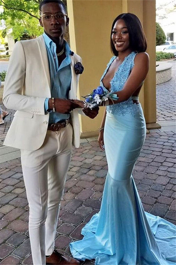 Classy Bespoke White Slim Fit Mens Prom Outfits Online-Ballbella