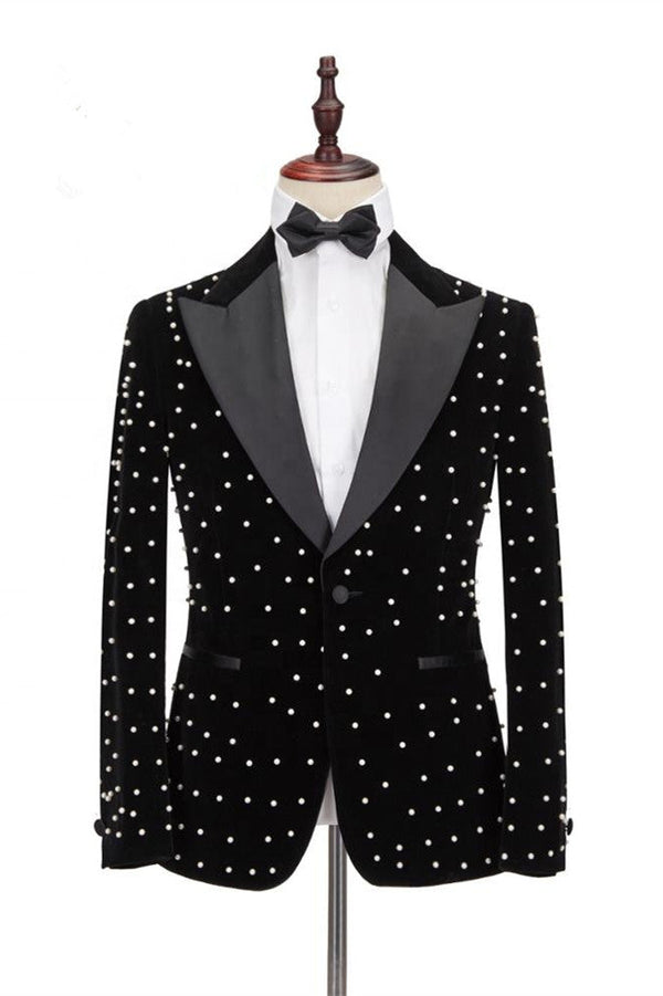 Classy Black Peaked Lapel Men Suits for Prom