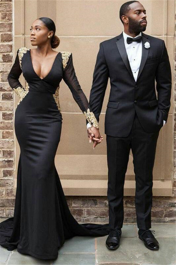 Classy Black Slim Fit Two Piece Mens Suit for Prom