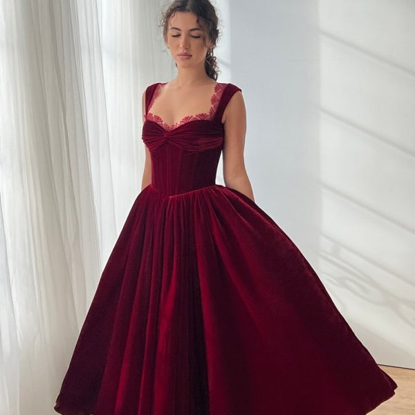 classy burgundy dress Straps Sweetheart Sleeveless Velvet Prom Dresses A-Line With Pleats Techwear Fashion 4% Elastane) Lower body Color:Dark Navy Sky Blue Sporty Dress – Blue